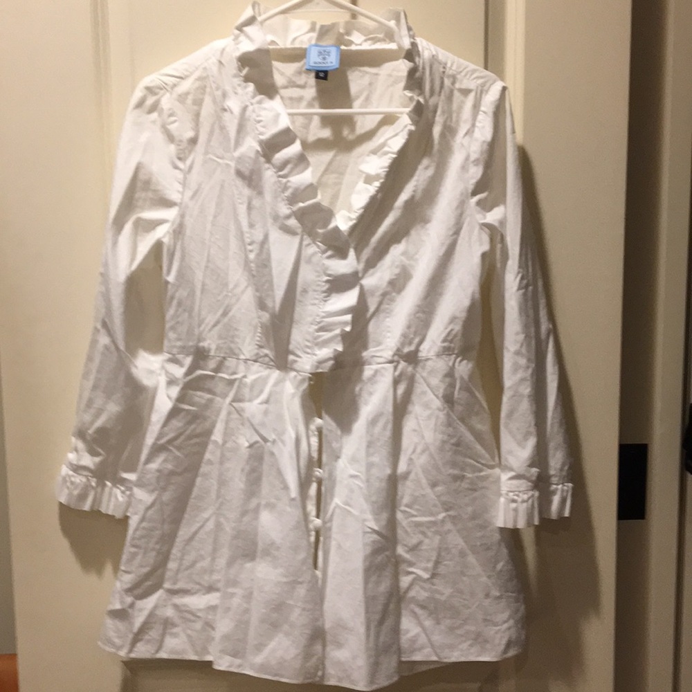 Ginny H ruffled flared button down long sleeves blouse top cloth buttons size 12